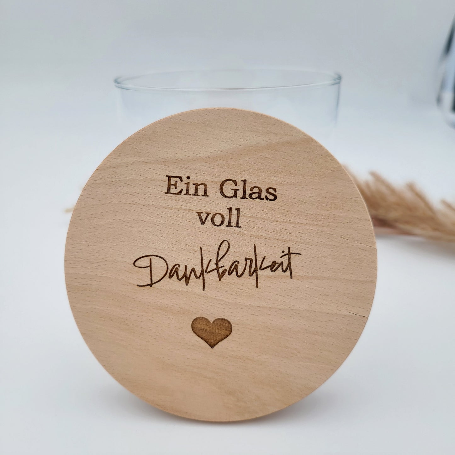 Glas mit Holzdeckel Dankbarkeit classic