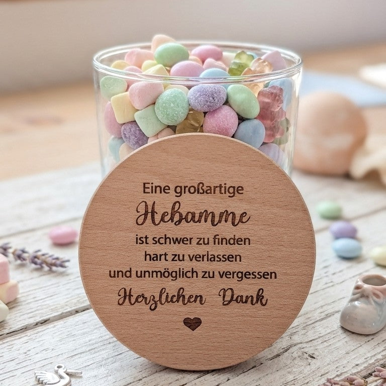 großartige Hebamme Vorratsglas graviert