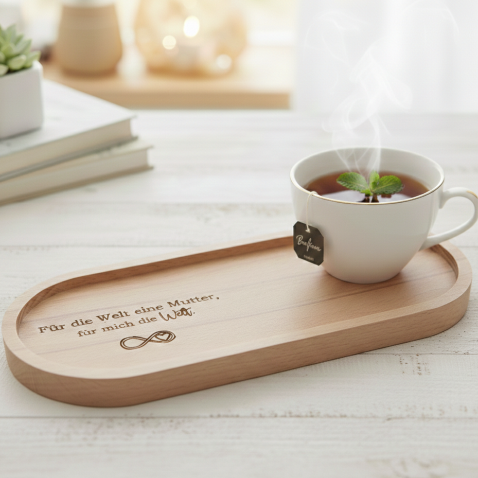 Holztablett oval Mama meine Welt Serviertablett Geschenk Muttertag