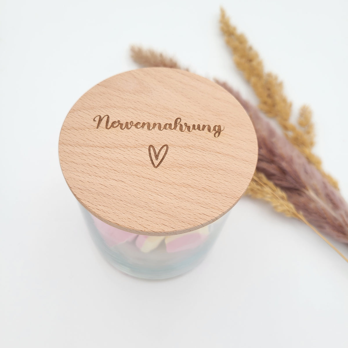 Vorratsglas Nervennahrung 880ml befüllt mit Süßigkeiten – Geschenk Abschied Lehrer Erzieher