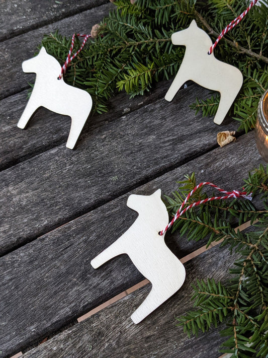 Anhänger Pferd 10 Stück aus Holz Dalarna Pferd