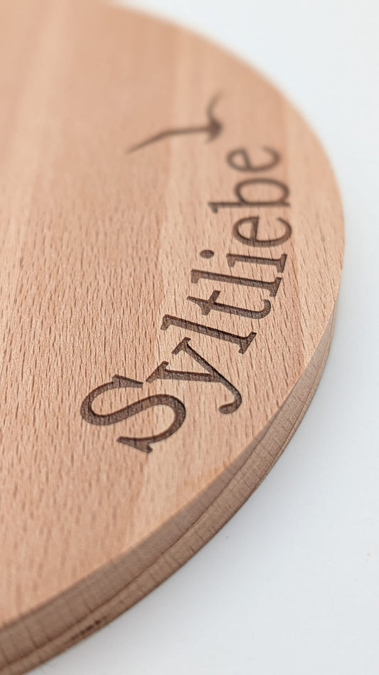 Brett rund Sylt Insel Möwe Frühstücksbrett Schneidebrett mit Griff