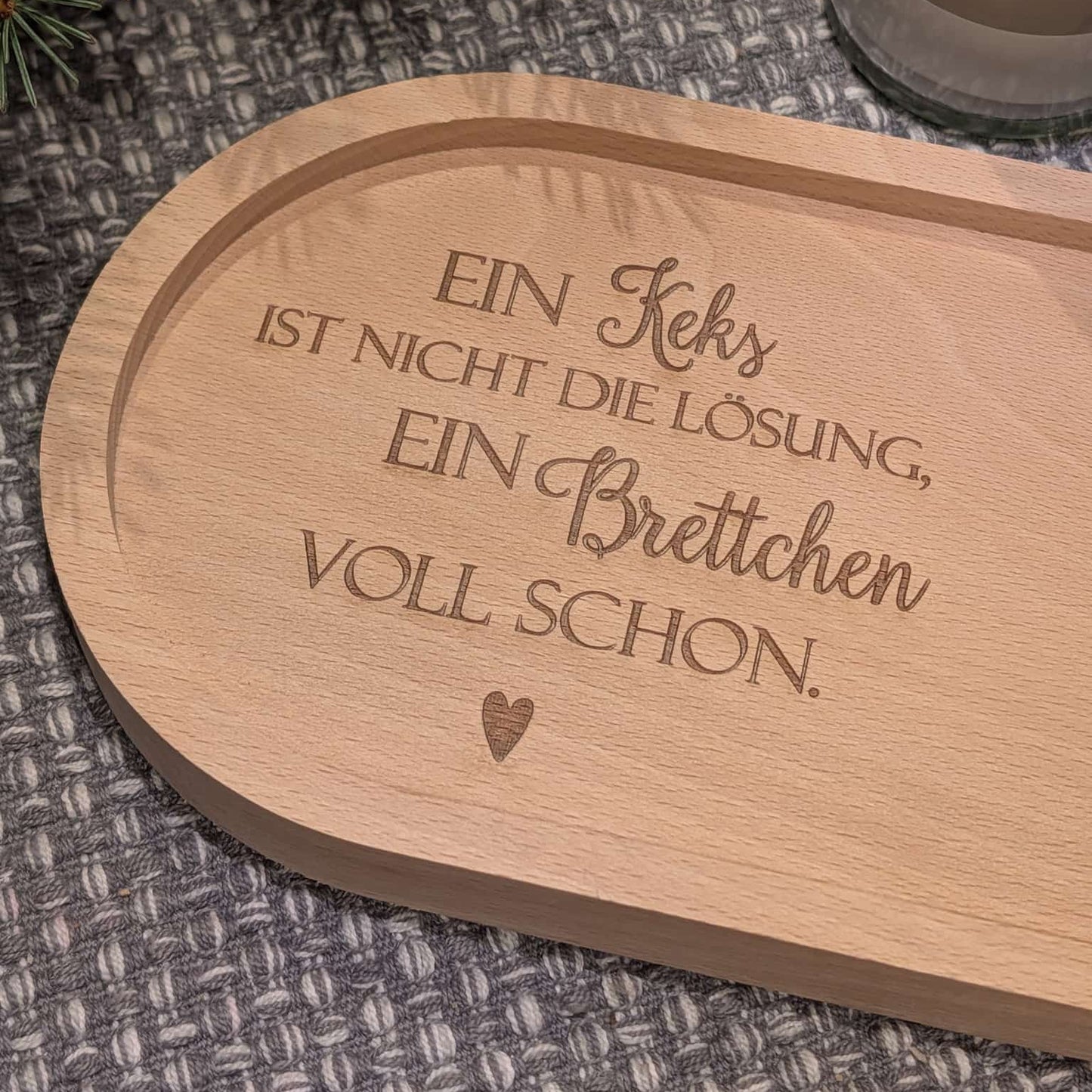 Holztablett oval Ein Keks..