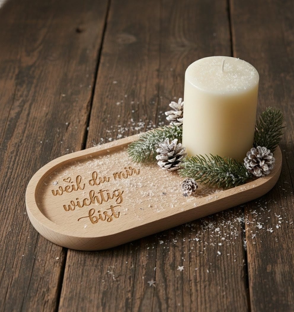 Holztablett oval weil du mir wichtig bist