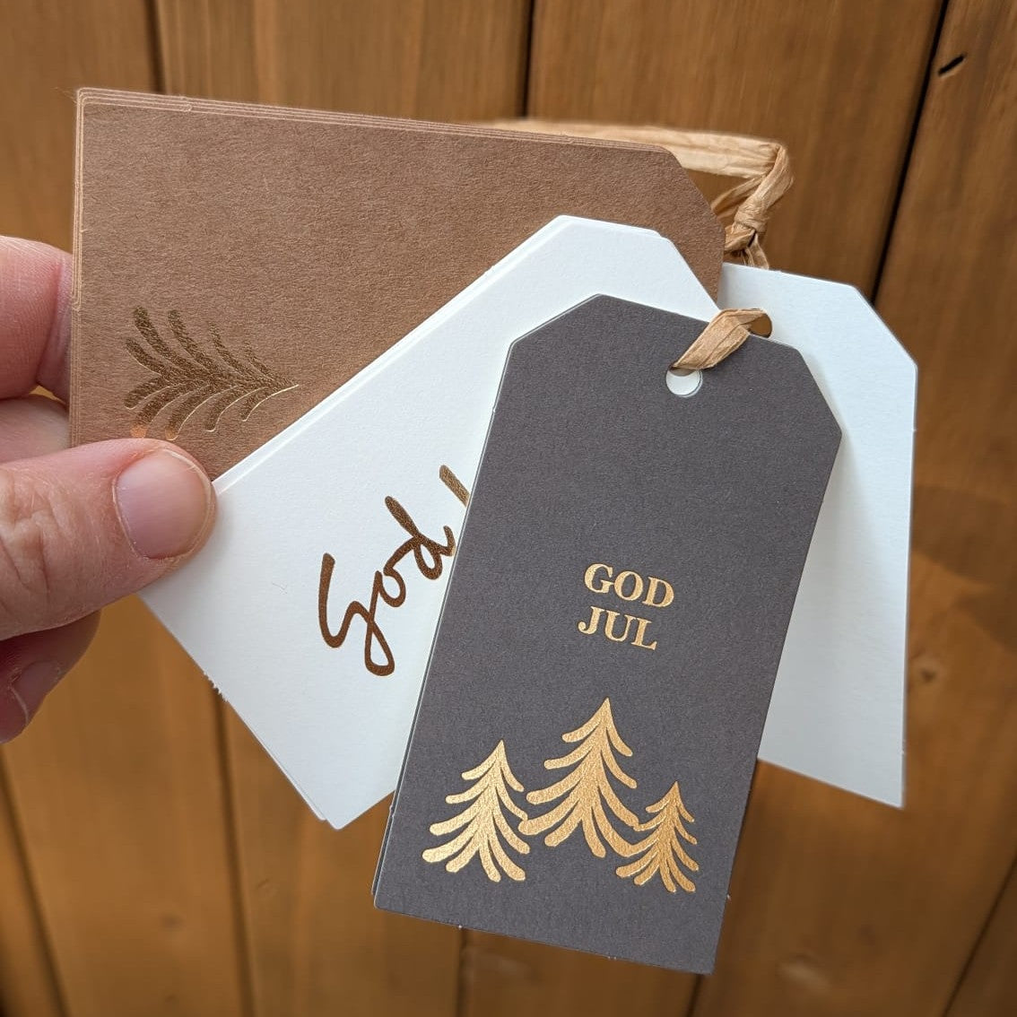 Anhänger für Weihnachtsgeschenke God Jul aus Schweden