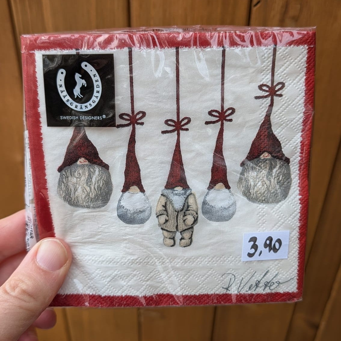 Servietten Wichtel hängend