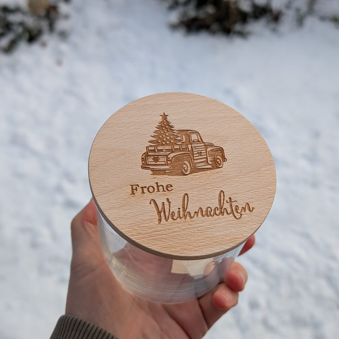 Vorratsglas Auto Frohe Weihnachten