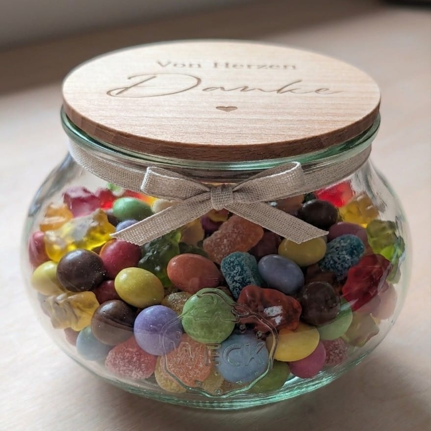 Vorratsglas Von Herzen Danke - Dankeschön Geschenk Abschiedsgeschenk bauchig