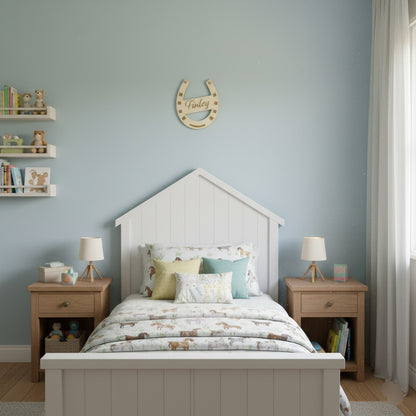 Boxenschild personalisiert mit Namen Stallschild Hufeisen