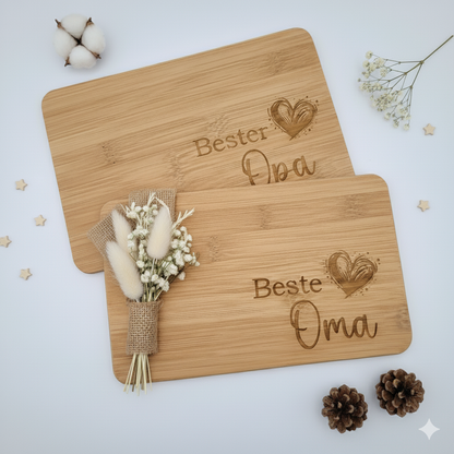 Frühstücksbrettchen Oma  & Opa Herz