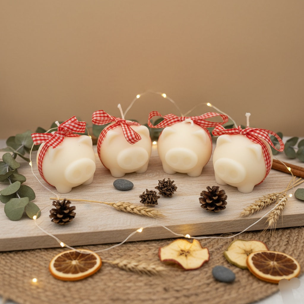 Kerze Glücksschwein Set 4 Stück