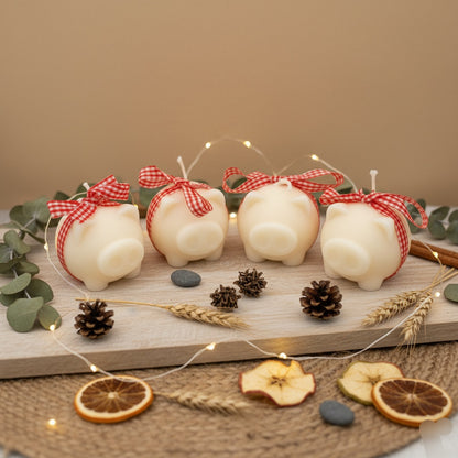 Kerze Glücksschwein Set 4 Stück