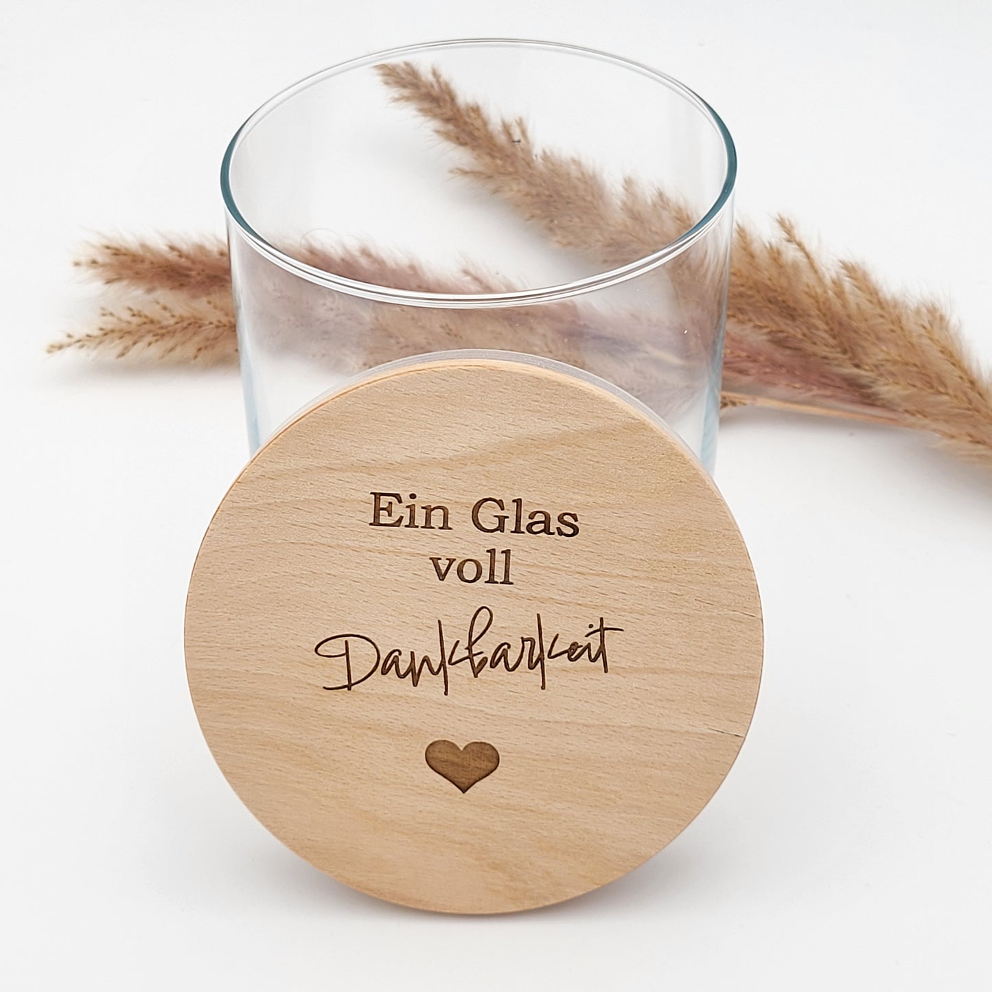 Glas mit Holzdeckel Dankbarkeit classic