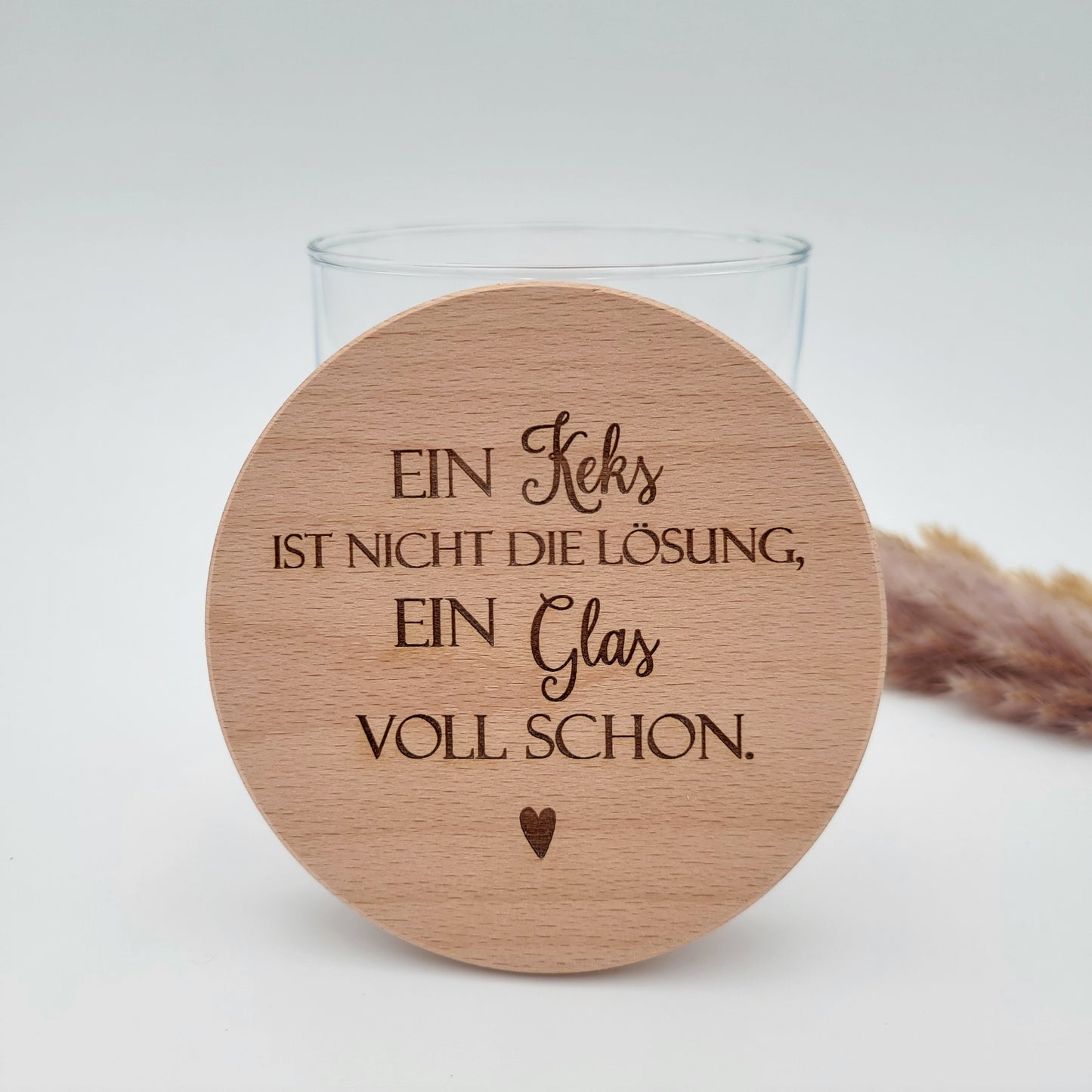 SPECIAL ♥ Holztablett Keks + Glas gratis dazu