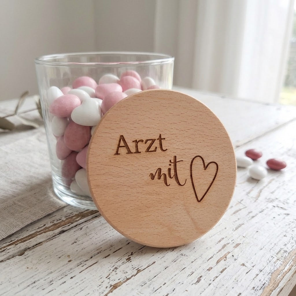 Vorratsglas Arzt Ärztin mit Herz dekoriert – Geschenk Dankeschön Praxis Abschied