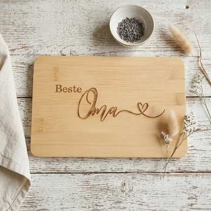 Frühstücksbrettchen Beste Oma graviert | Holz-Schneidebrett Geschenk Oma Geburtstag Weihnachten