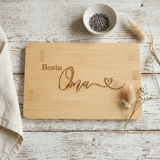 Frühstücksbrettchen Beste Oma graviert | Holz-Schneidebrett Geschenk Oma Geburtstag Weihnachten