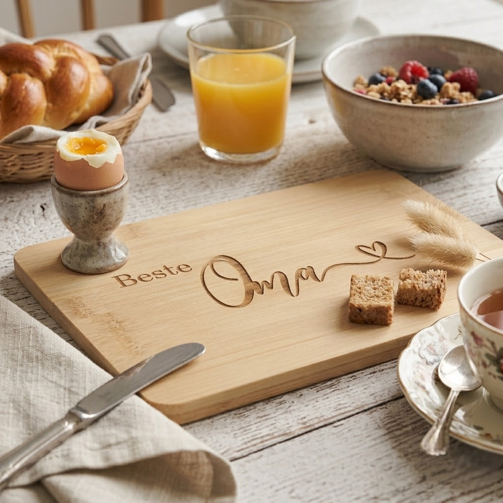 Frühstücksbrettchen Beste Oma graviert | Holz-Schneidebrett Geschenk Oma Geburtstag Weihnachten