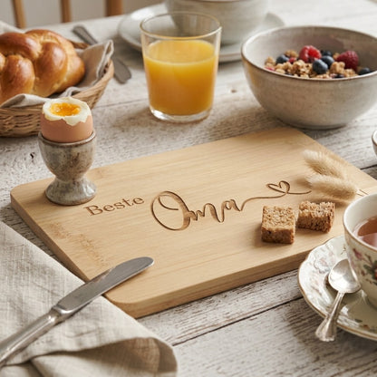 Frühstücksbrettchen Beste Oma graviert | Holz-Schneidebrett Geschenk Oma Geburtstag Weihnachten