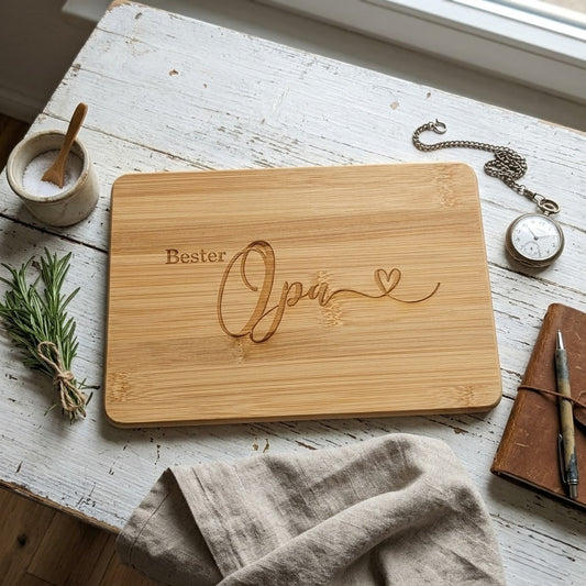 Frühstücksbrettchen Bester Opa graviert aus Holz – Geschenk zum Geburtstag, 22 × 14 cm