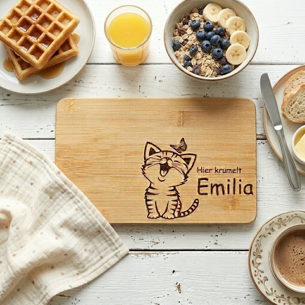 Frühstücksbrettchen personalisiert Katze