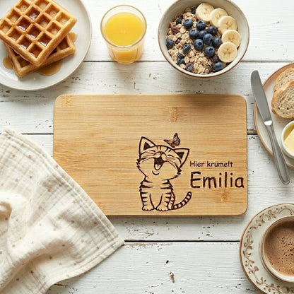 Frühstücksbrettchen personalisiert Katze