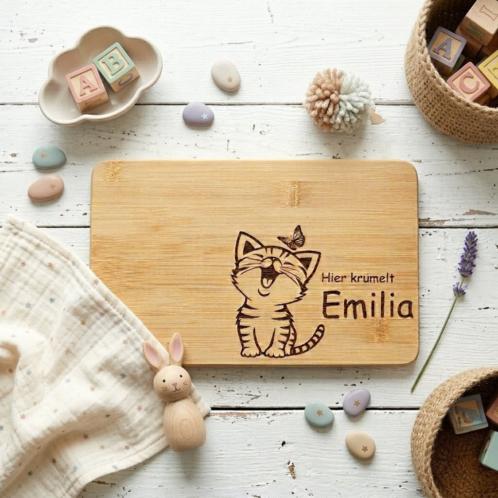 Frühstücksbrettchen personalisiert Katze