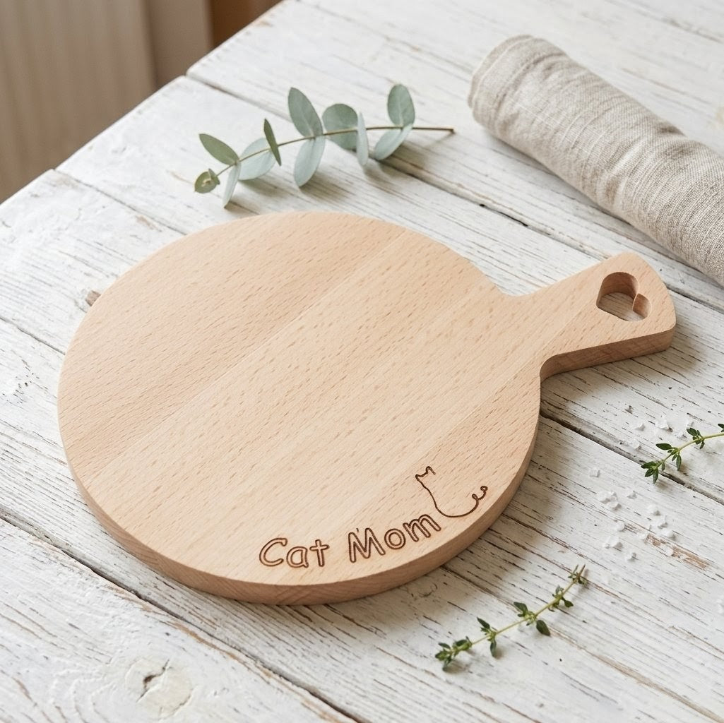 Cat Mom Brettchen rund Schneidebrett Snackbrett