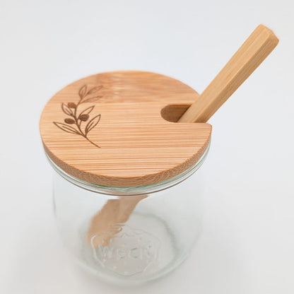 Glas mit Holzlöffel Marmelade + personalisiert mit Namen