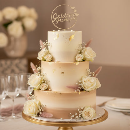 Cake Topper Goldene Hochzeit Holz