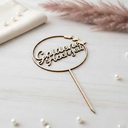 Cake Topper Goldene Hochzeit Holz