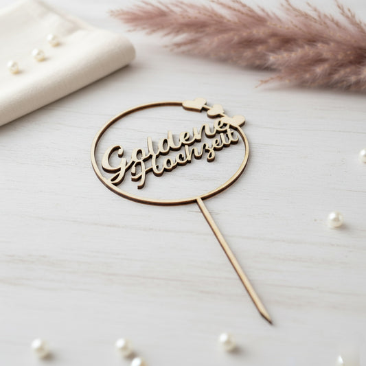 Cake Topper Goldene Hochzeit Holz