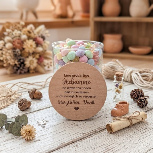 großartige Hebamme Vorratsglas graviert