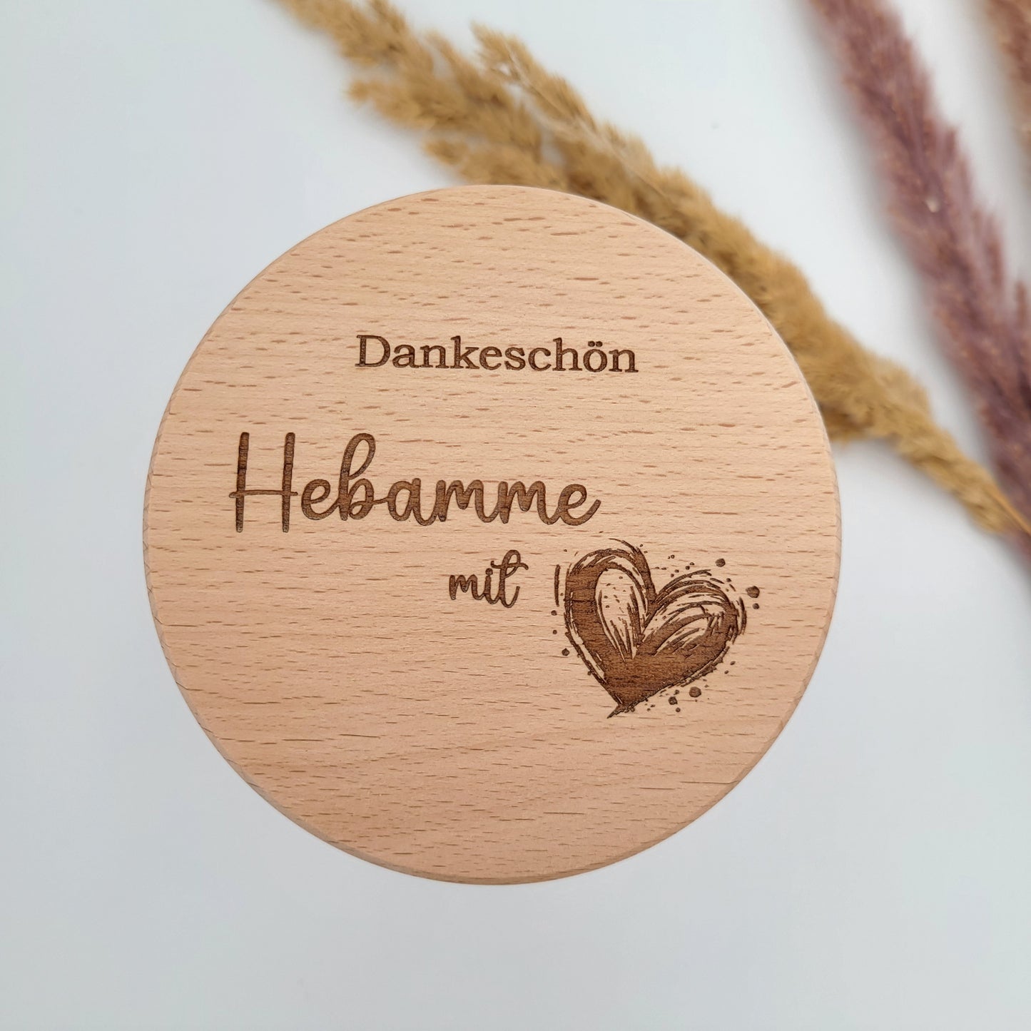 Hebamme mit Herz Geschenkglas