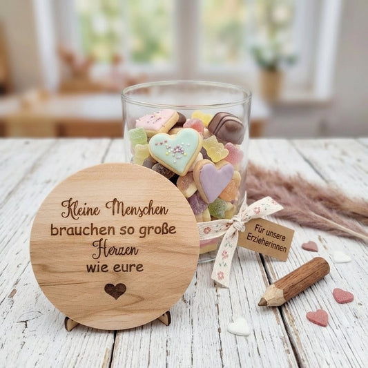 Vorratsglas Kleine Menschen brauchen so große Herzen wie.... Geschenk Erzieher