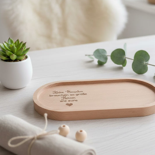 Holztablett Oval Kleine Menschen...