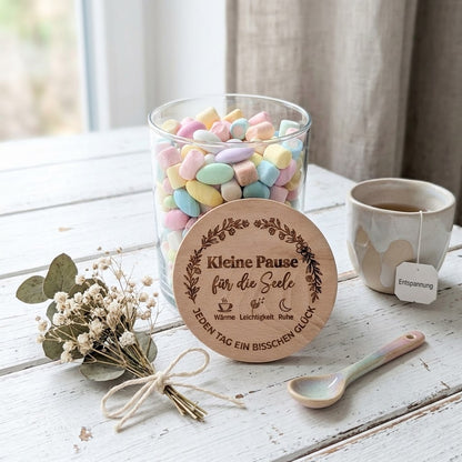 Vorratsglas mit Gravur Kleine Pause für die Seele – Geschenk für Kollegen