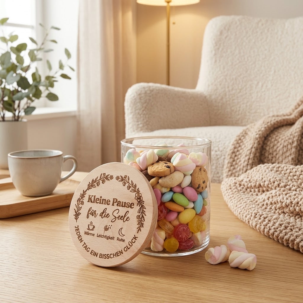 Vorratsglas mit Gravur Kleine Pause für die Seele – Geschenk für Kollegen