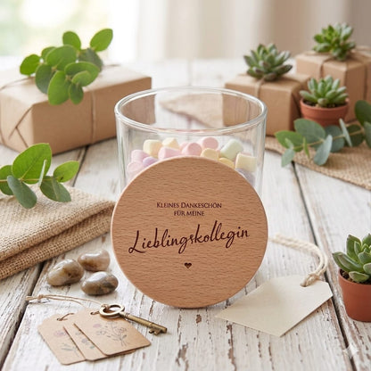 Lieblingskollegin Geschenk Glas mit Deckel