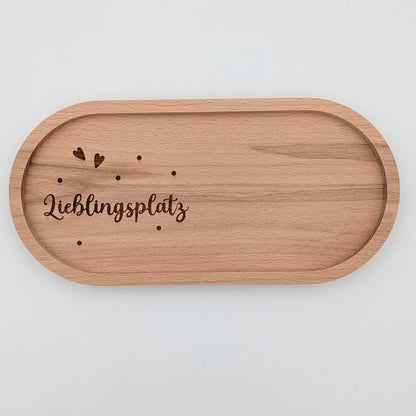 Holztablett Lieblingsplatz oval