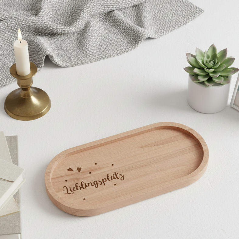 Holztablett Lieblingsplatz oval
