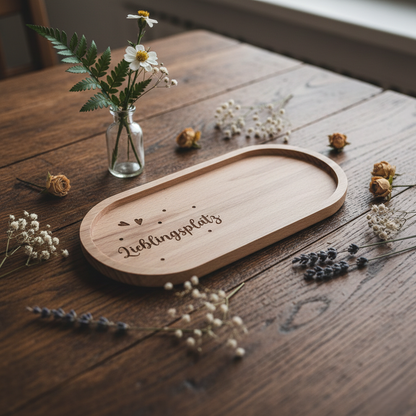 Holztablett Lieblingsplatz oval