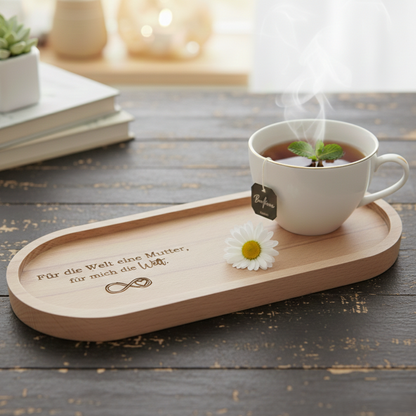 Holztablett oval Mama meine Welt Serviertablett Geschenk Muttertag Geburtstag