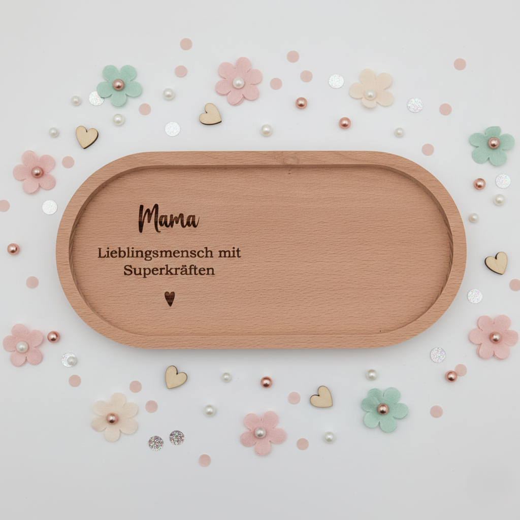 Holztablett Mama Lieblingsmensch mit Superkräften