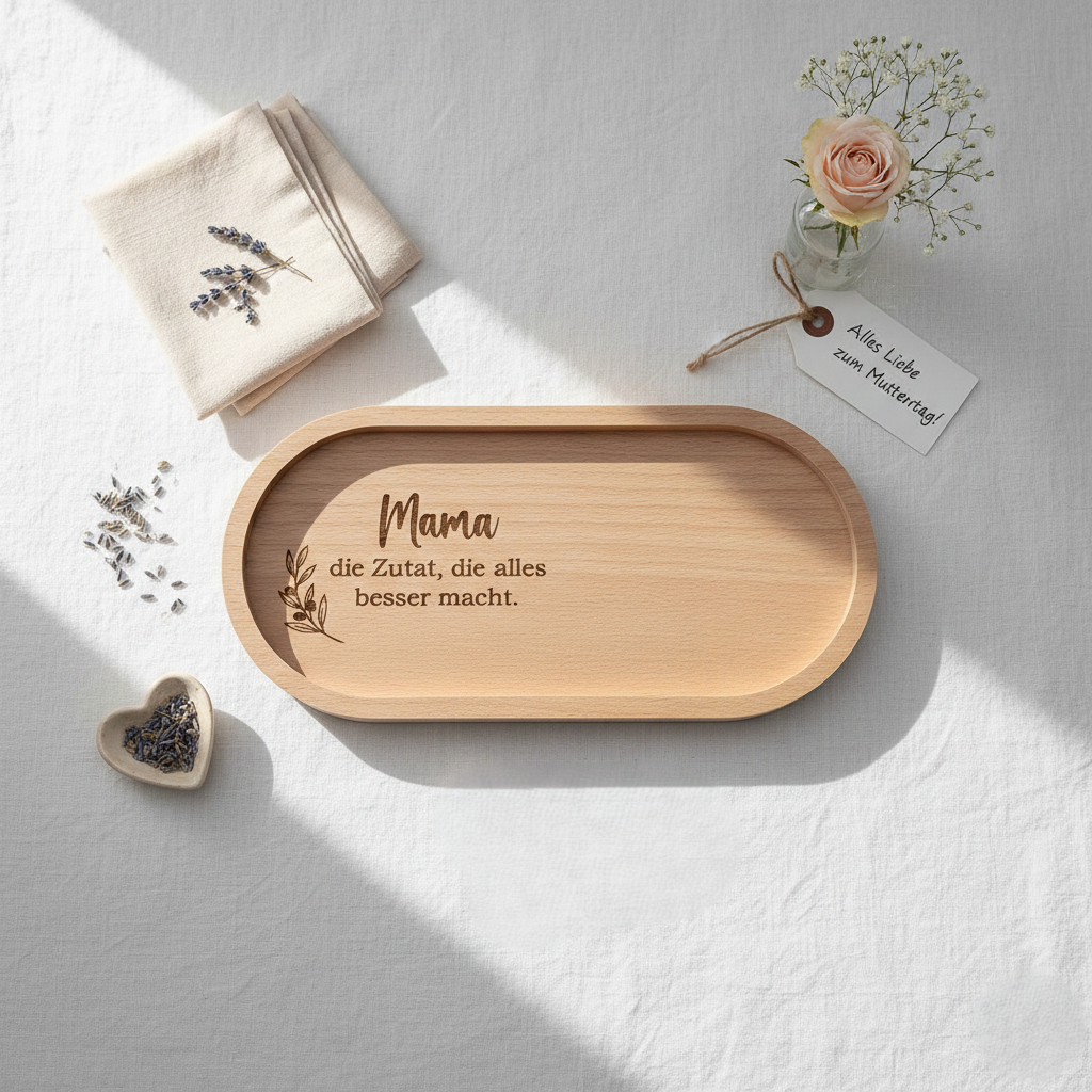 Mama Holztablett die Zutat, die alles besser macht Tablett oval Holz