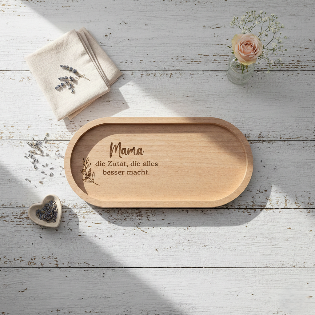 Mama Holztablett die Zutat, die alles besser macht Tablett oval Holz