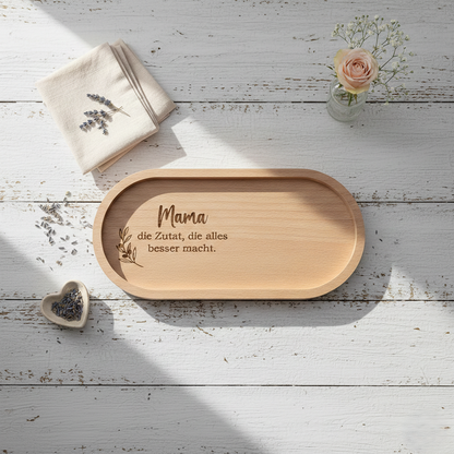 Mama Holztablett die Zutat, die alles besser macht Tablett oval Holz