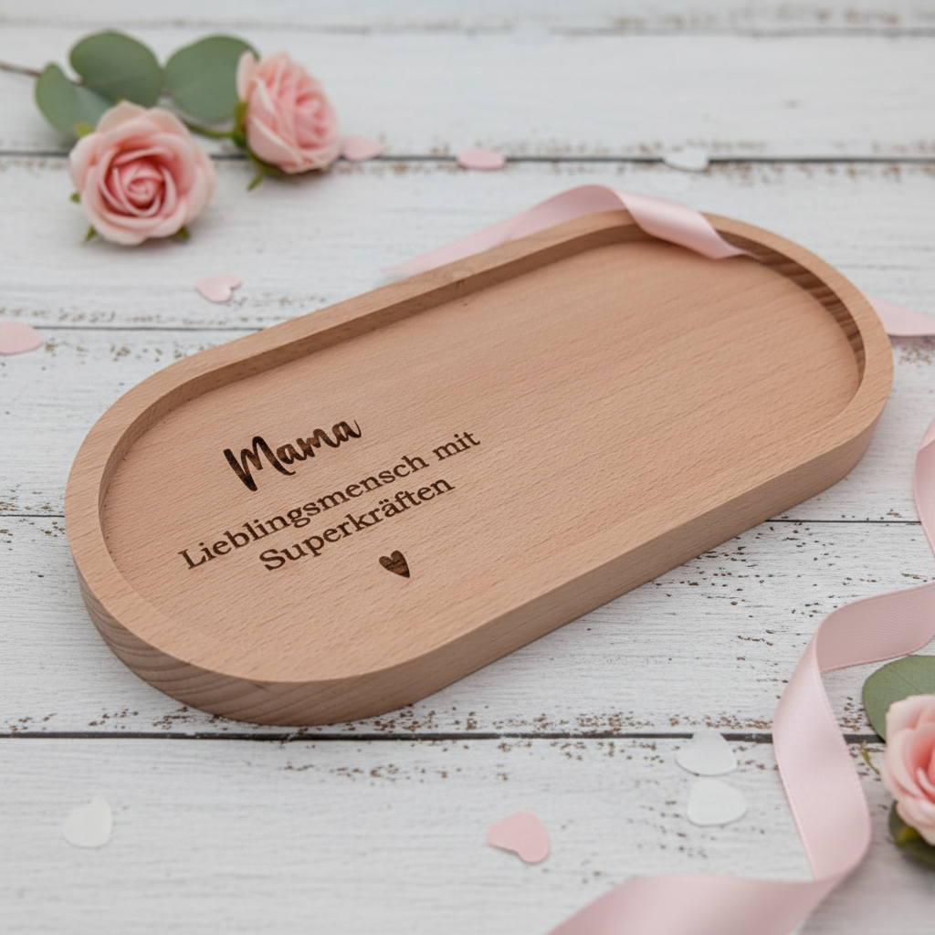 Holztablett Mama Lieblingsmensch mit Superkräften