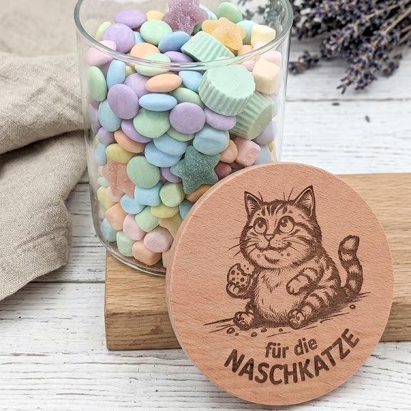 Vorratsglas Naschkatze graviert – handgemachtes Geschenk Dankeschön Mitbringsel Süßigkeiten