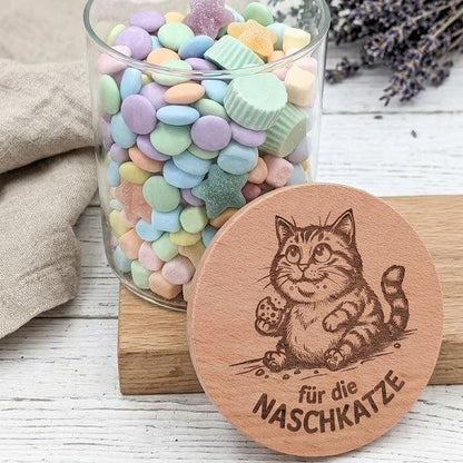 Vorratsglas Naschkatze graviert – handgemachtes Geschenk Dankeschön Mitbringsel Süßigkeiten